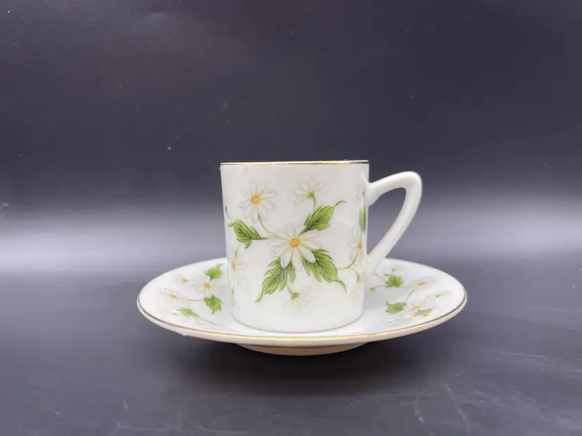 Vintage Lefton 2034 demitasse porcelain cup and saucer.