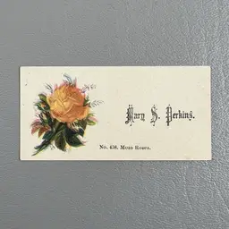 Victorian Calling Card Yellow Rose Mary S Perkins No. 458 Moss Roses