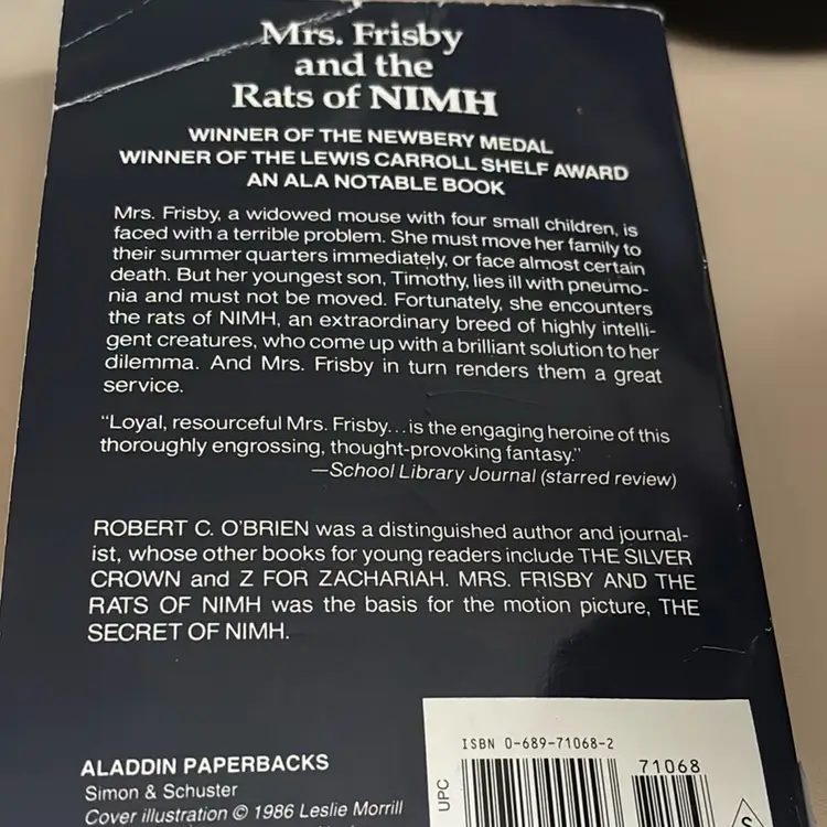Used Paperback Miss Frisby and the Rats of NIMH - Robert C O’Brien (acceptable)