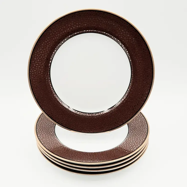 Fitz and Floyd Shagreen Burgundy Red Wine Appetizer Bread Side Plates Set of 5