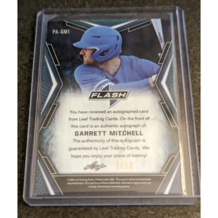 Garrett Mitchell 2020 Leaf Flash Portrait Autograph Orange Parallel SN /10