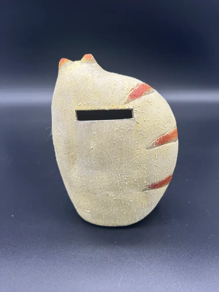 Vintage Textured Glaze Ceramic Cat Coin Bank - Whimsical, 6"