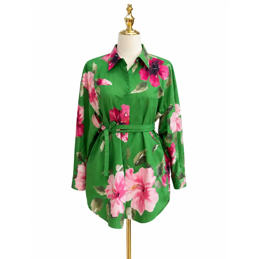 Valentino Green Floral Blouse Sz 44