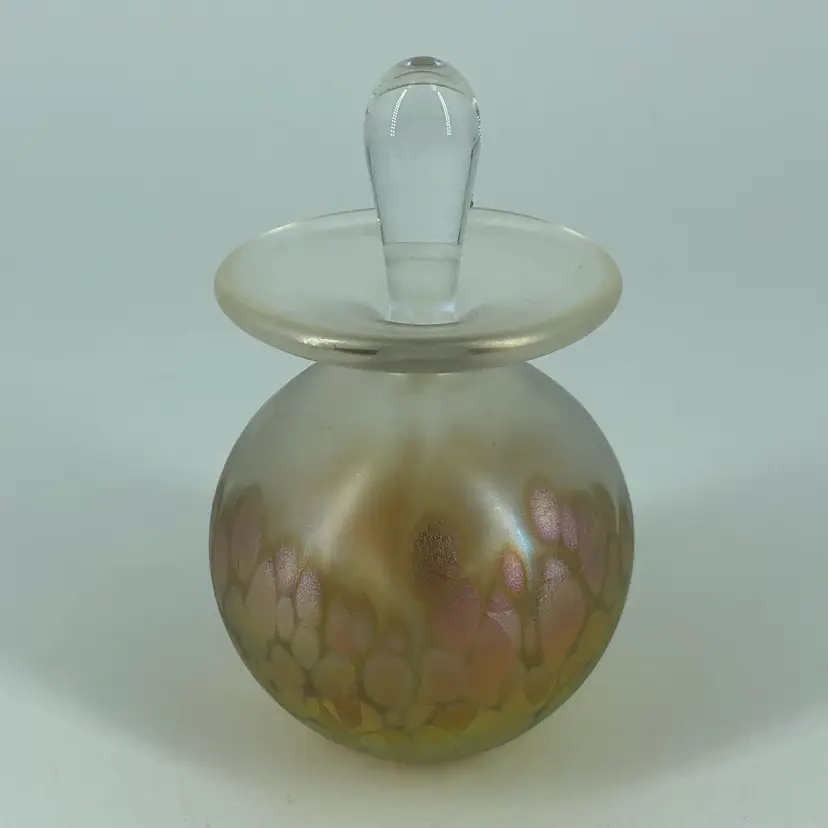 Hand-Blown Art Glass Signed Eric Hansen? Iridescent Perfume Bottle