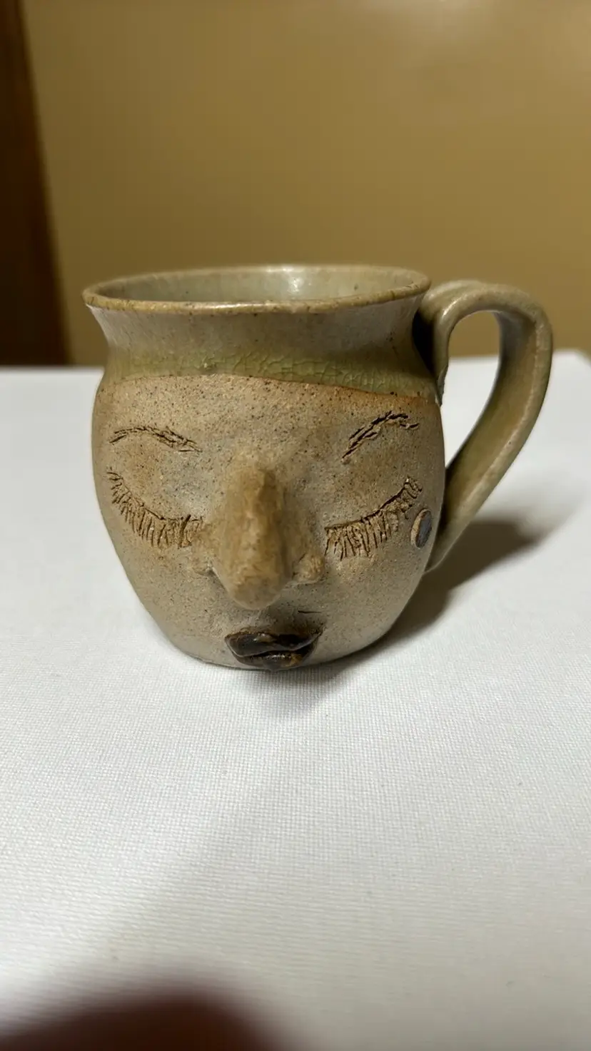 Pottery Face Mug Lady Stoneware