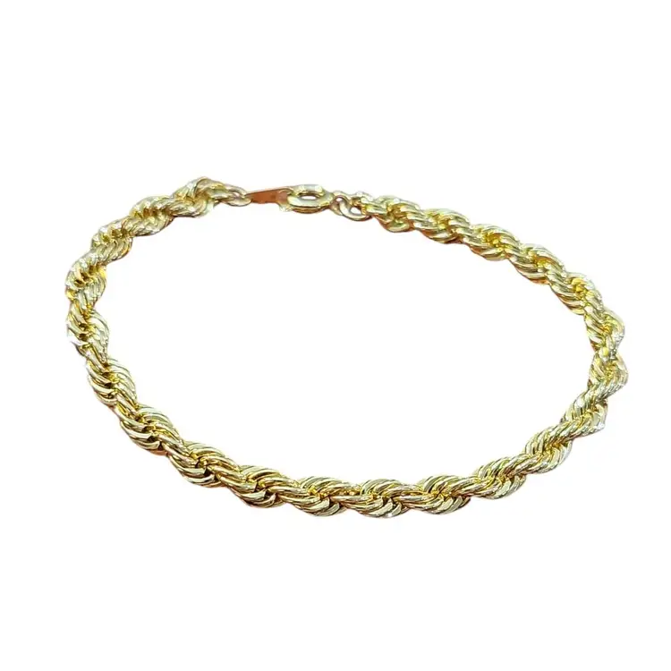 Rope Chain Bracelet Gold Tone Size 7 Sparkly Spring Ring