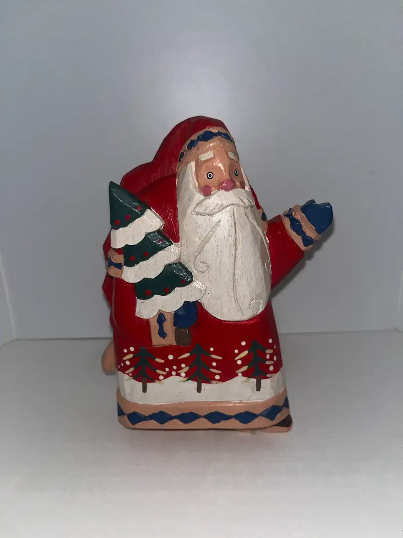 #54 Hand carved and painted wooden folk art Old World Santa Scandinavian design