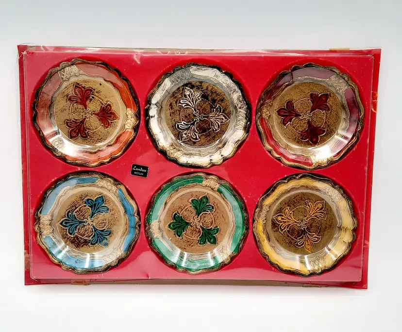 Vintage Florentine Coasters Italy Set Of 6