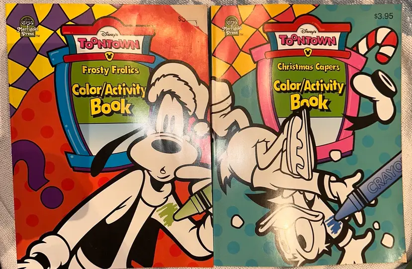 Vintage Unused 1994 Disney Toontown Color/Activity Books Bundle Of 2