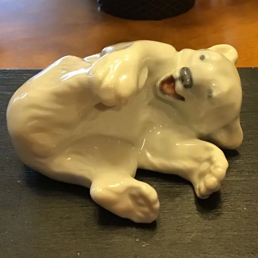 Royal Copenhagen Denmark White Cub Bear Playing Figurine