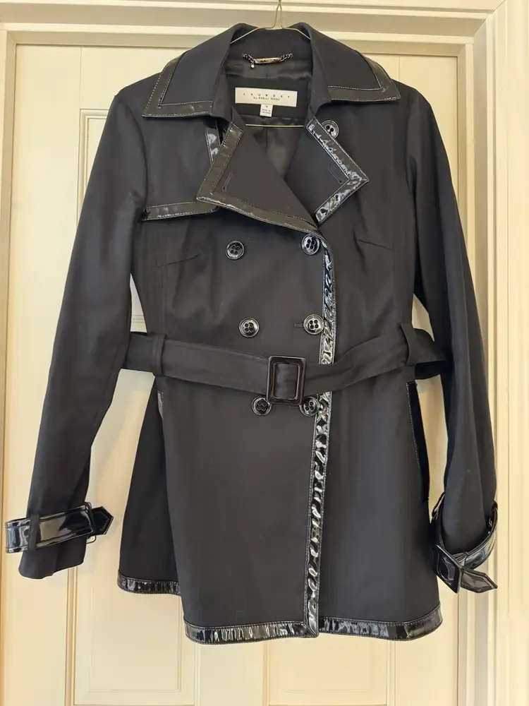 Women’s Black Double-Breasted trench/rain Jacket By Laundry