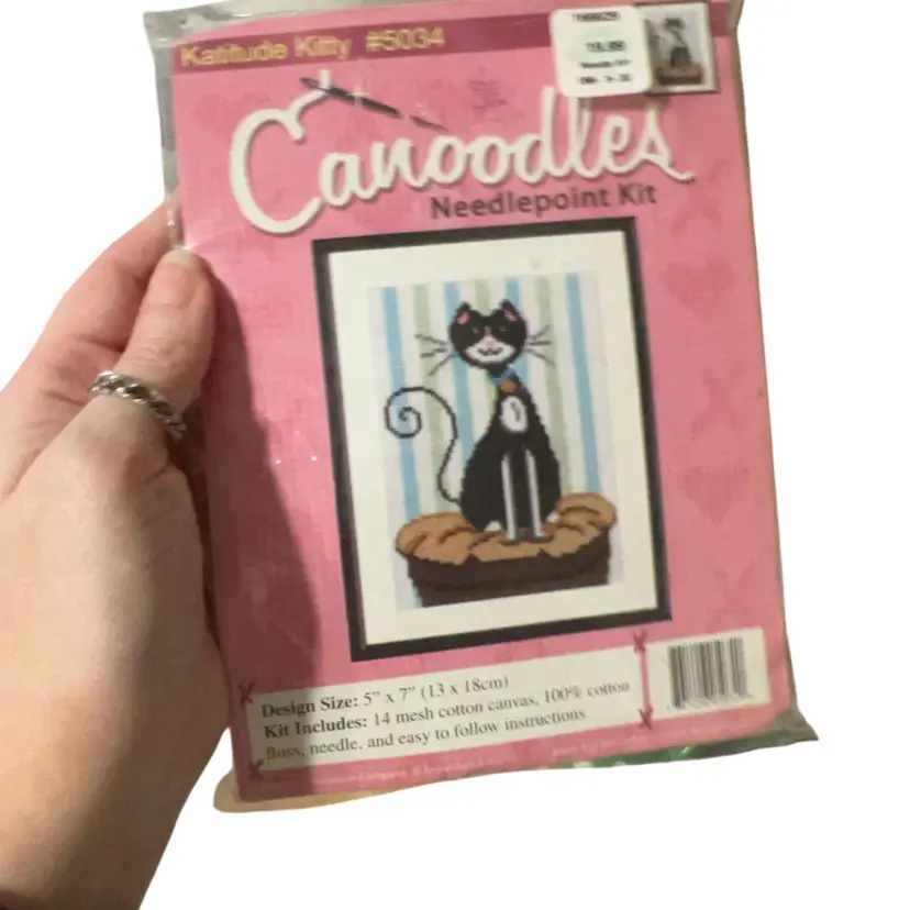 Vintage Needlepoint Pattern NOS Canoodles Kattitude Kitty