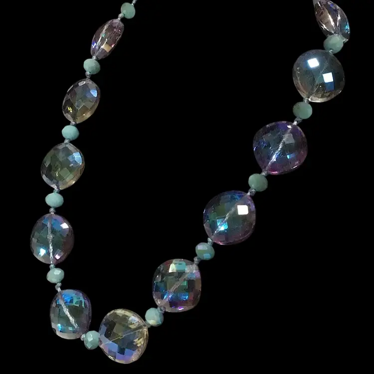 Blue Large Glass Bead Necklace