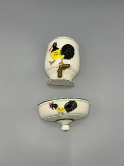 Rooster 2 piece ceramic wall hanging