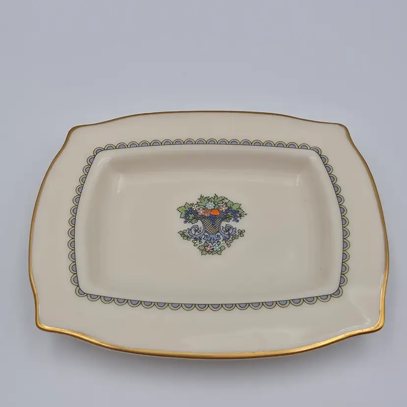 Lenox Autumn Small Rectangular Trinket Tray 24k Gold Trim