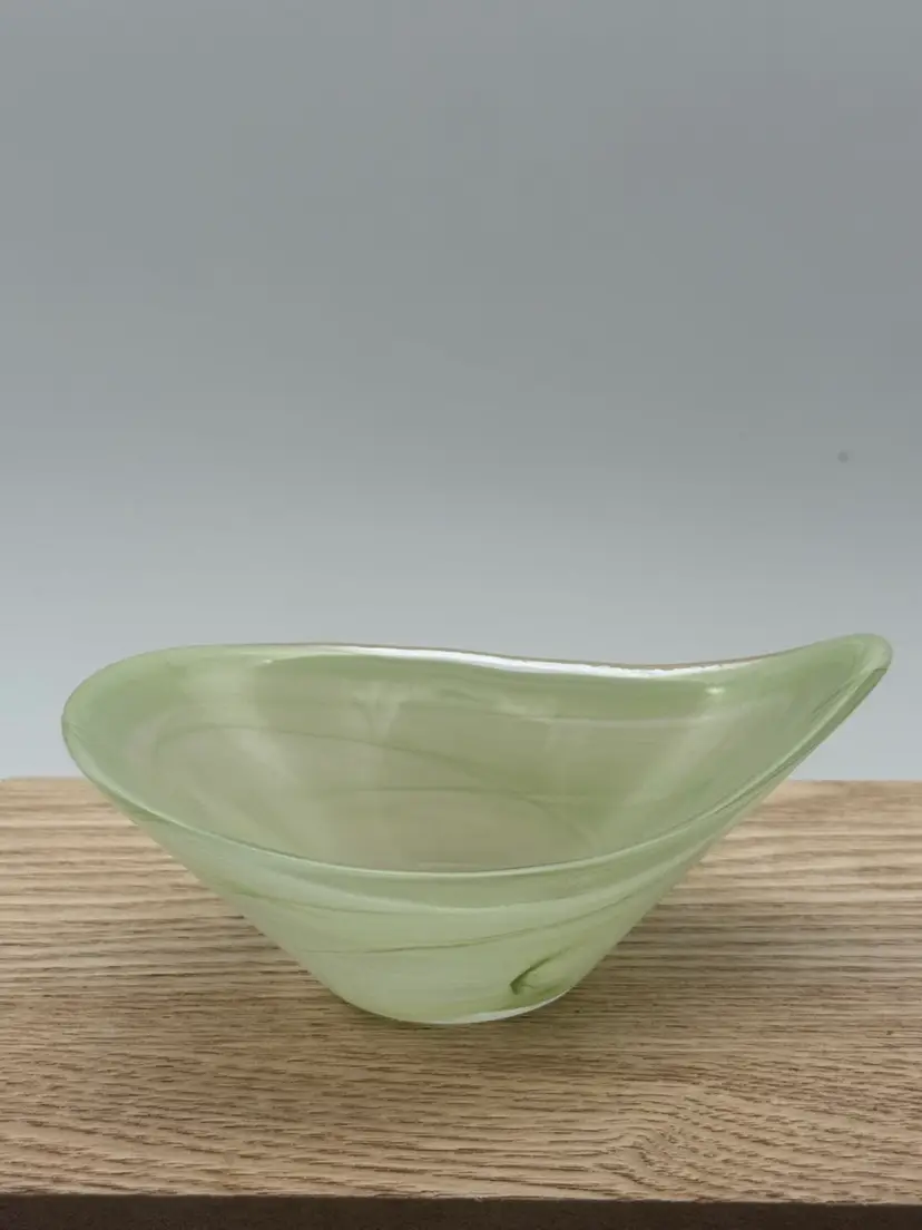 Hand Blown Light Green Trinket Dish Bowl