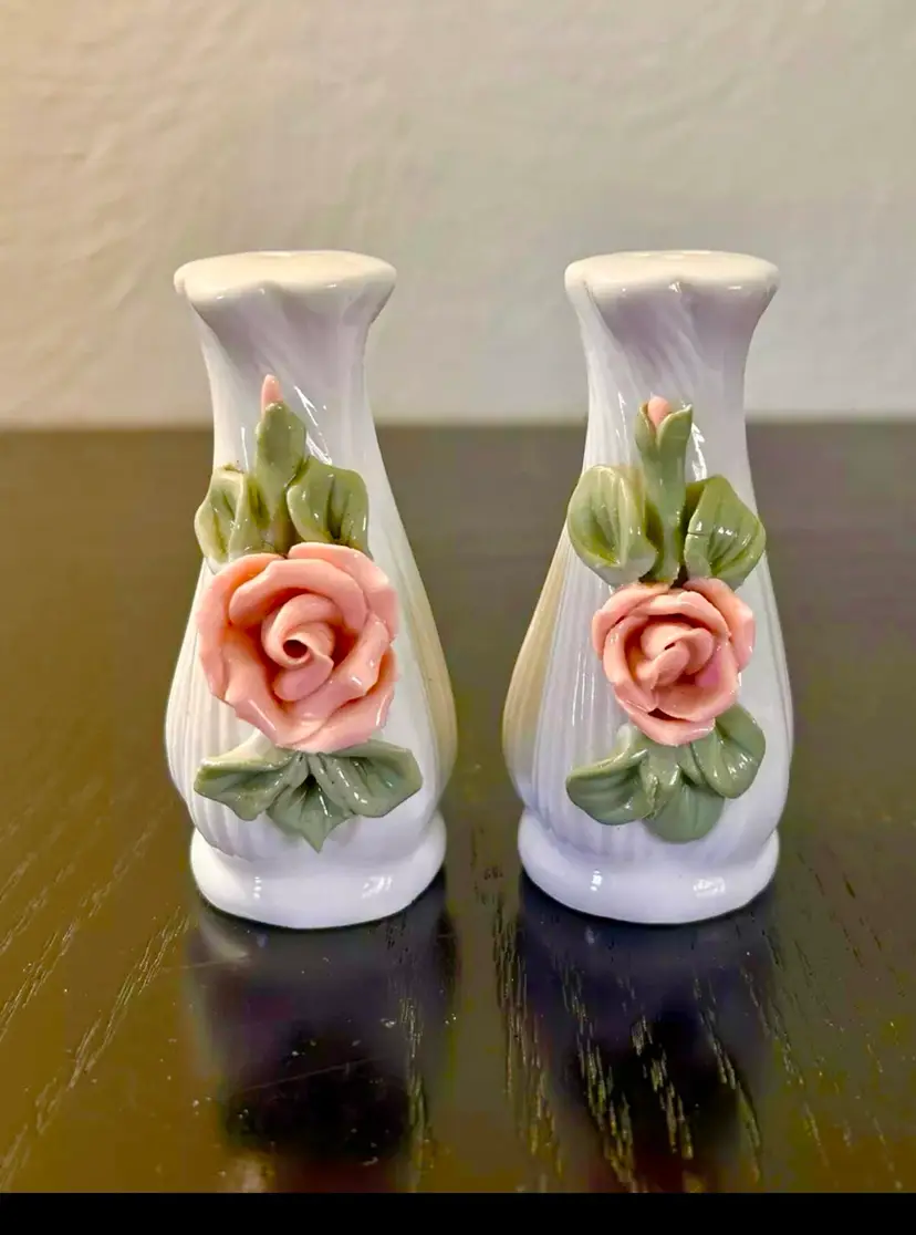 Vintage Salt And Pepper Set Novelty Salt And Pepper Shakers Porcelain Roses