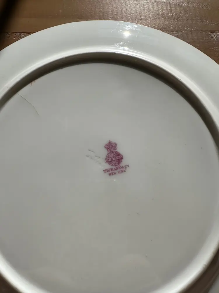 RARE Antique Minton Serving Plate By Tiffany & Co. (See Photos - Crack) 10”