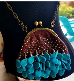 Vintage Cole Haan G series Leather Crossbody Beaded Bag