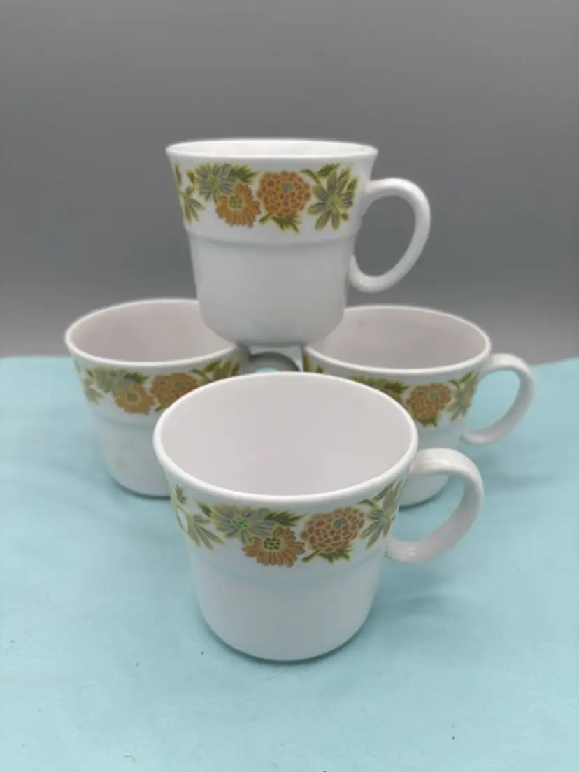 Set Of 4 Noritake Progression China Sunny Side Cups/mugs..3-12