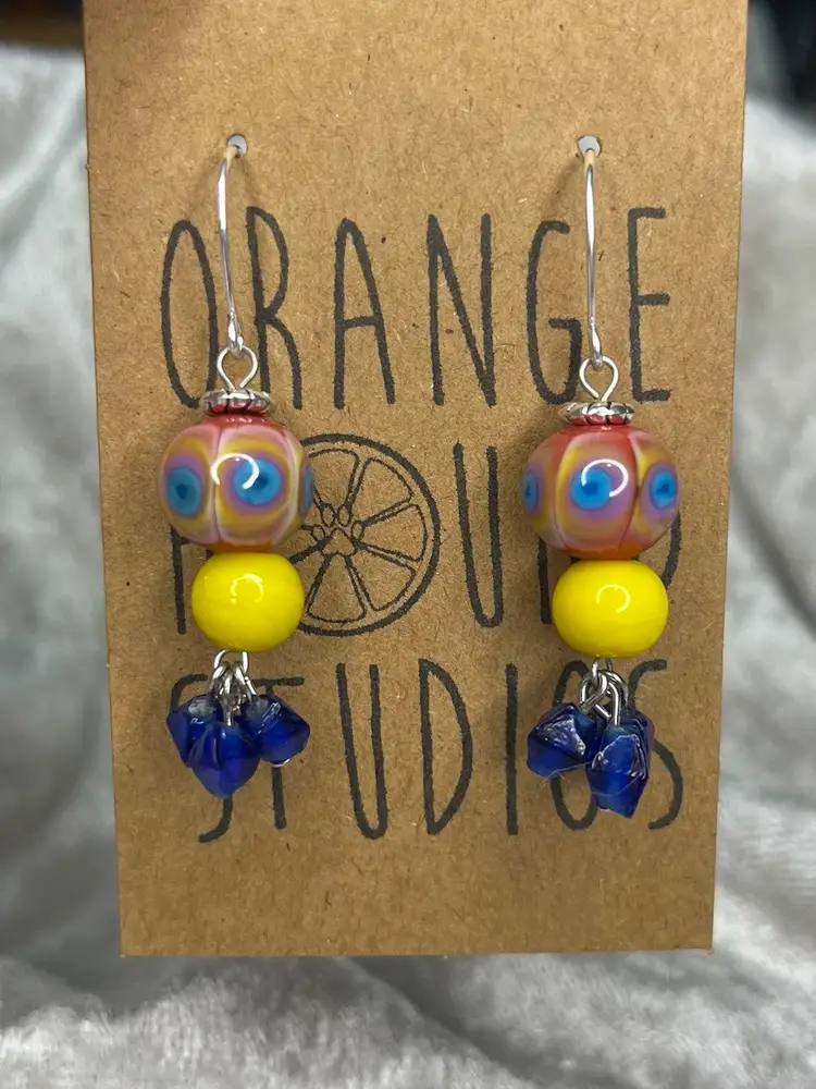 #04 "Sunshower" Series - Handmade by Me -- Lampwork Glass Earrings