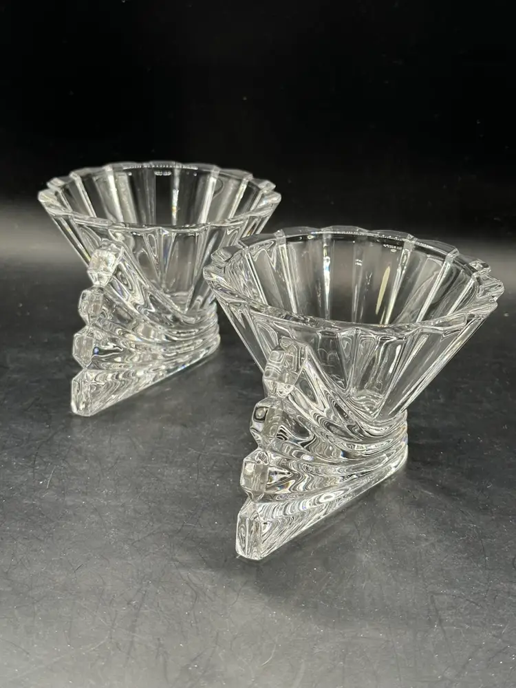 Beautiful Pair Rosenthal Germany Lead Crystal Blossom Votive Candle Holders