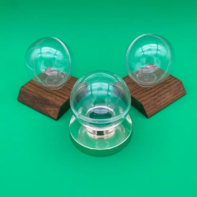 Lot of 3 Baseball Display Case Stands - 2 Wooden & 1 Plastic