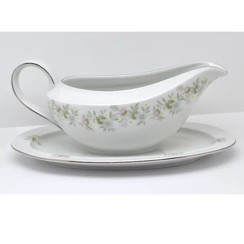 Johann Haviland Forever Spring Gravy Boat with Attached Underplate 1980s