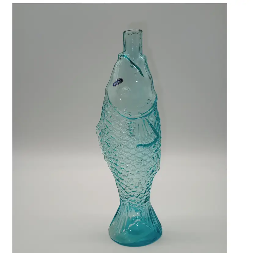 Vintage Italian,Blue Glass Fish Bottle