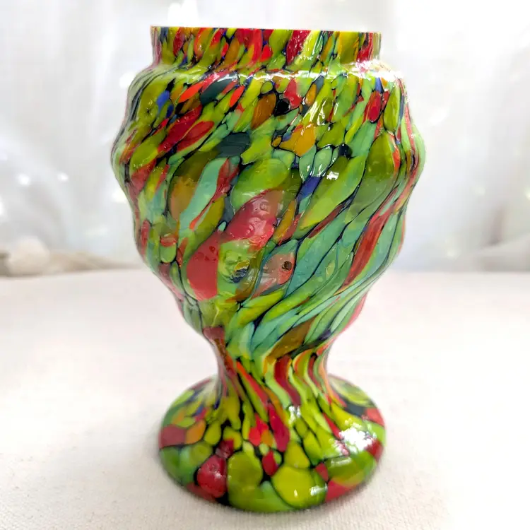 Pique Fleurs Czech Splatter Glass Vase