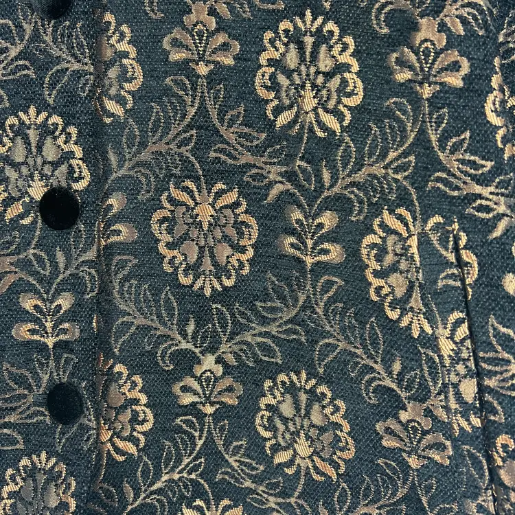 Laura Ashley Brocade Tapestry Jacket Womens 1X Black Gold Damask Coat