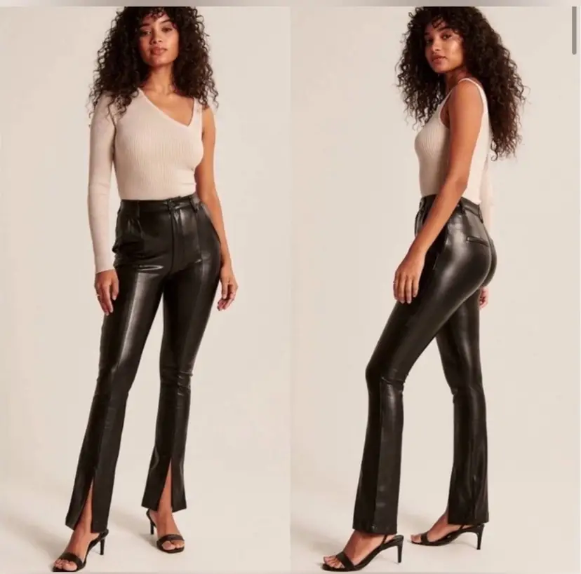 Abercrombie & Fitch 8/29L (Tall) The Skinny Ultra High Rise Black Vegan Leather Pants Baddie Clean Girl Clubcore Cyberpunk 90s vibes