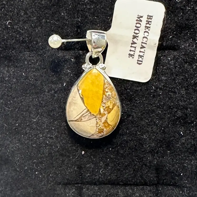 Southwestern Sterling 925 Brecciated Mookaite Tear Drop Pendant