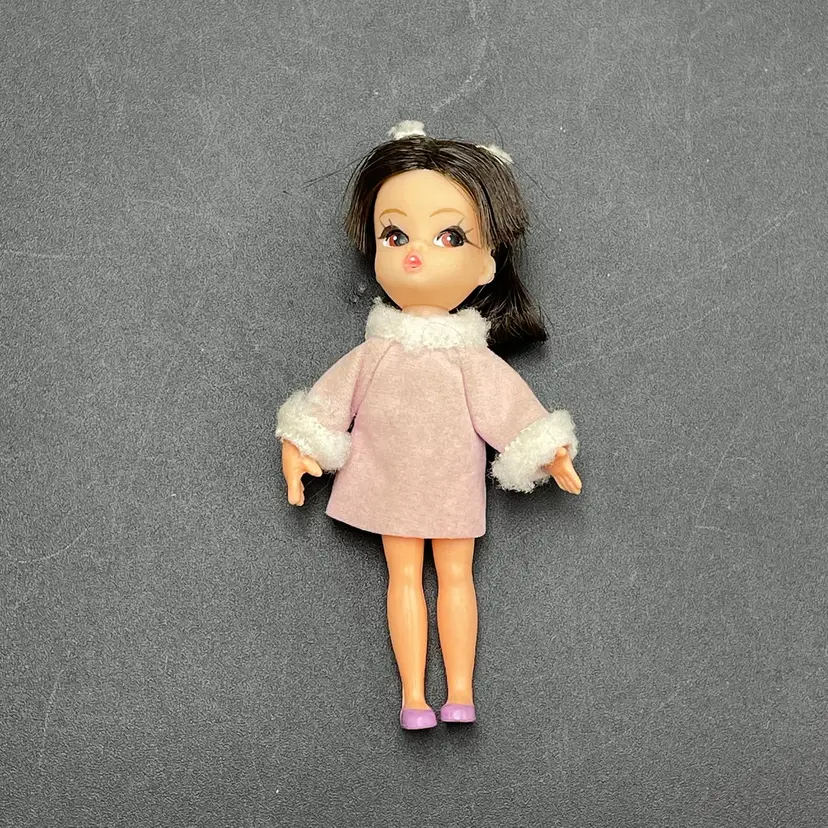 Hasbro Dolly Darling Doll Vintage 1967 Toy Brunette Powder Puff Pink Dress