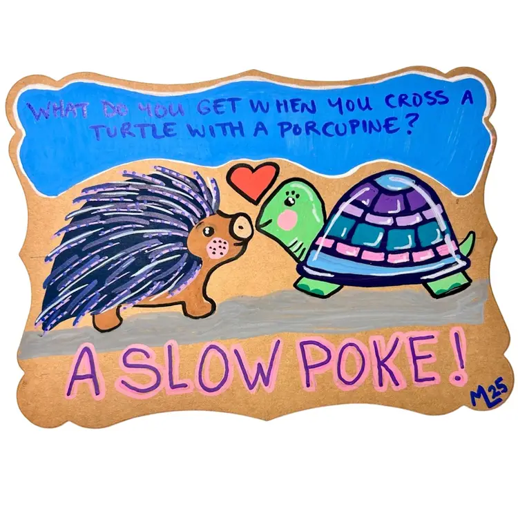 Made By Me, Hand Painted Greeting Card,  Slow Poke