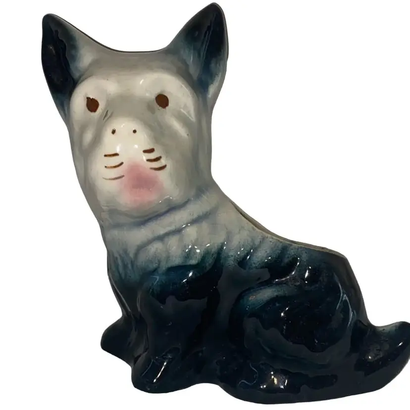 Vintage Mccoy Black And Cream Scotty Dog Terrier Planter