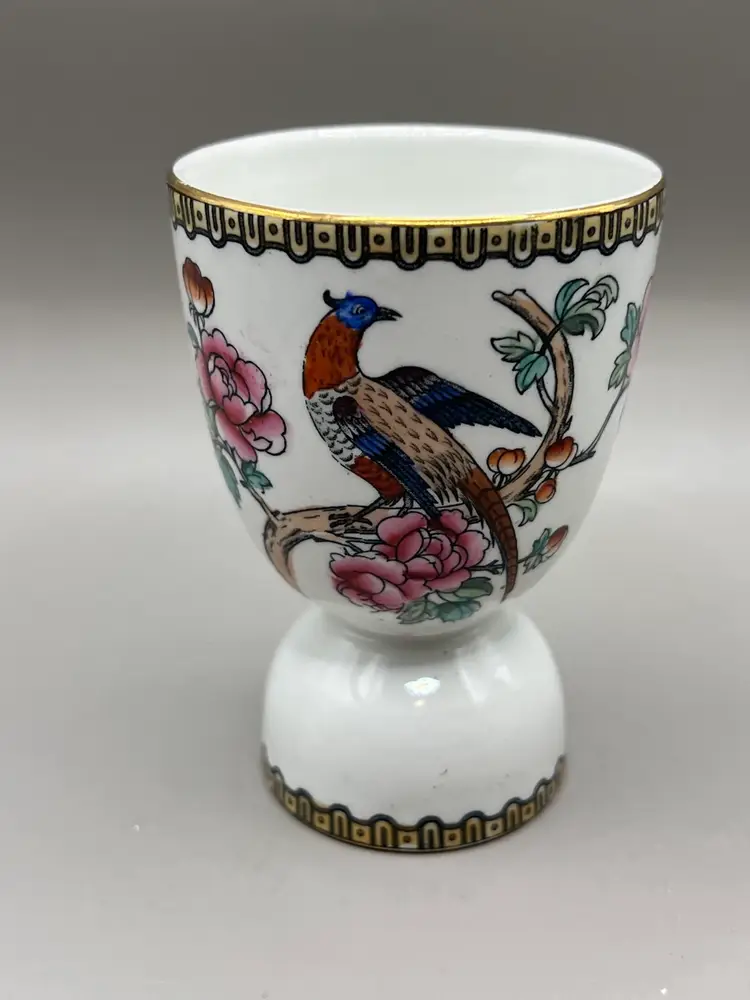 Vintage F. Winkle Porcelain Double Egg Cups Old Chelsea Pheasant England 4”