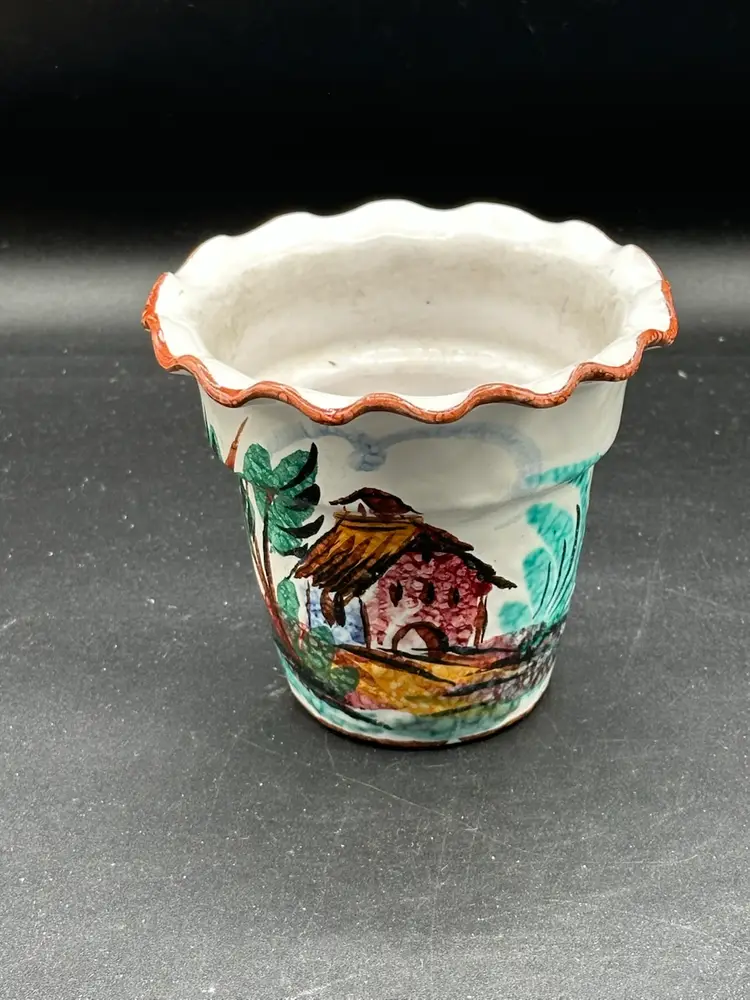Vintage Hand-Painted Pottery Planter Pot Signed Paul's Italy