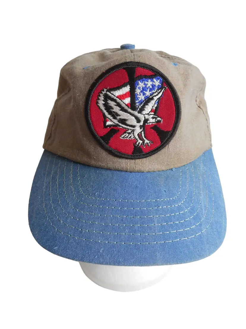 Vintage Trucker Baseball Hat Cap Snapback Adjustable Eagle Flag Peace USA Made