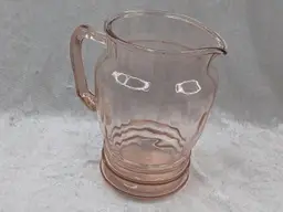 Anchor Hocking Pink Depression Glass Pitcher Pillar Optic Pattern Ring Bottom 8.5" Tall 72oz Gift Christmas Punch Barware