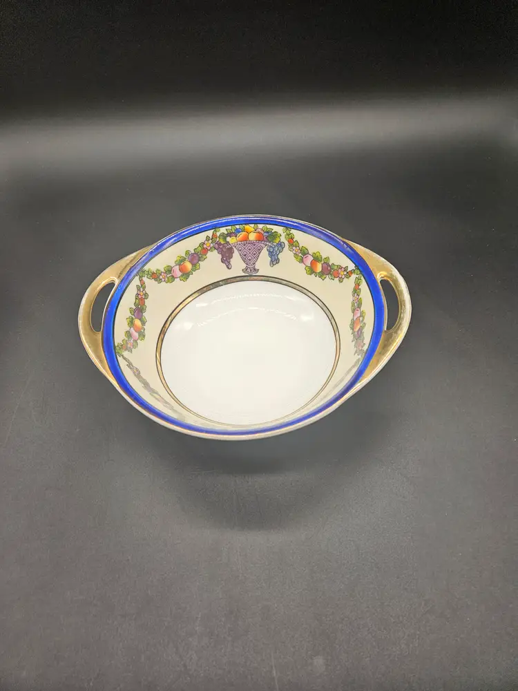 Vtg Noritake Morimura Japan Handled Bowl Fruit Garlands & Baskets Art Deco