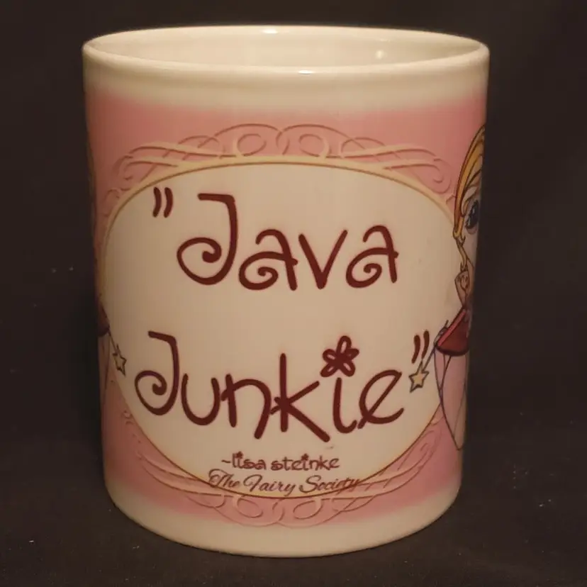 Mug Lisa Steinke Java Junkie The Fairy Society Ceramic 3 3/4" tall made in China