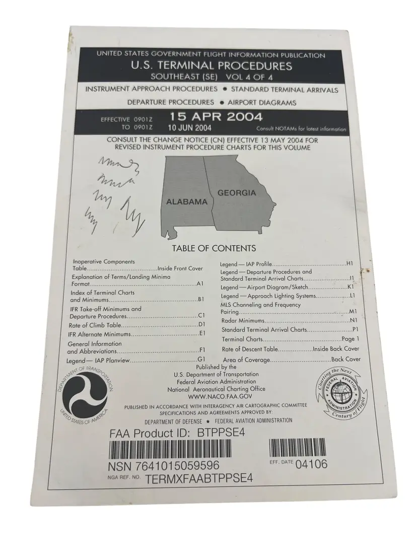 FAA Terminal Procedures Southeast Vol 4 of 4 Apr 15 2004 Alabama Georgia Instrument Charts Airport Diagrams Pilot Aviation Book