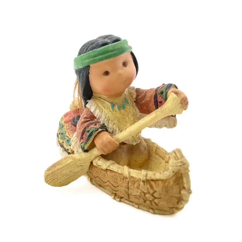 Boy in Canoe Enesco Friends of the Feather 1998 figurine Vintage Collectible