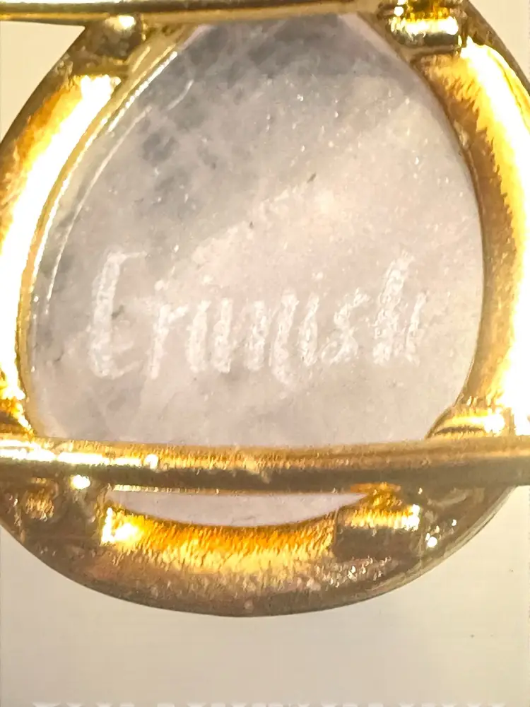 Erimish Faceted Rose Quartz Signed Gold Tone Cuff Bracelet