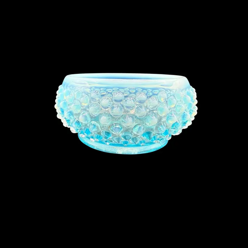 Fenton Blue Opalescent Hobnail  Dish 4”x 2”