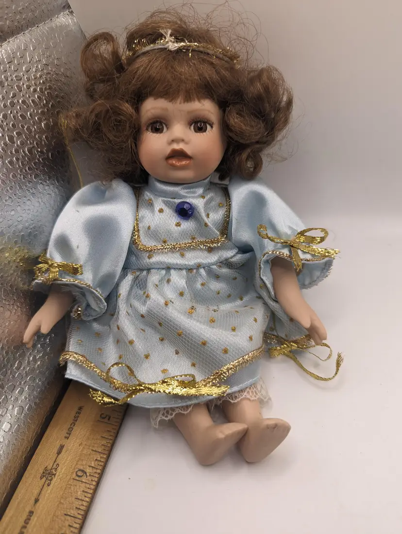 Vintage Wimbledon Porcelain Doll If The Month September With Blue Dress