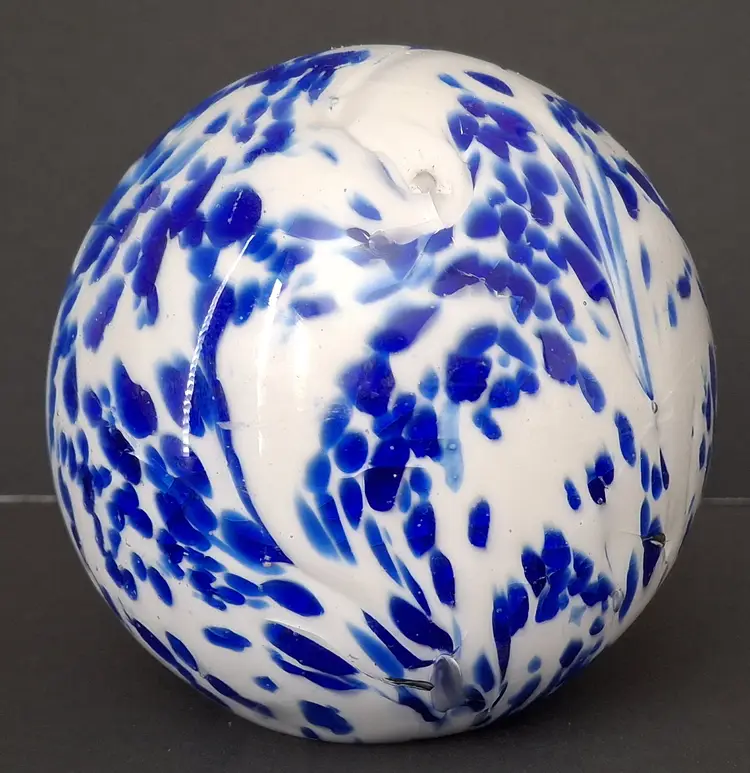 #01 Vintage Colbalt Blue and White Speckled Swirl 4 Inch Paperweight