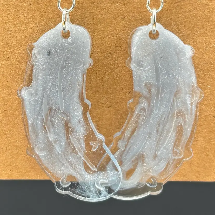 Silver Shimmer And Clear Pickle Dangle Earrings