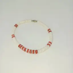 Vintage 11" Puka Shell Surfer Hawaiian Style Anklet Hot Pink